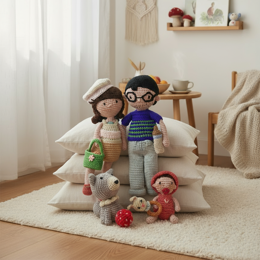 Famille au crochet – Exemple « Papa, Maman & Clara » – Sur mesure