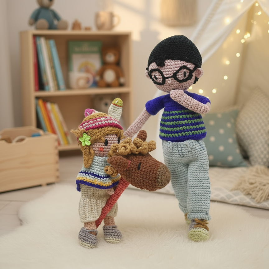 Famille au crochet – Exemple « Papa, Maman & Clara » – Sur mesure
